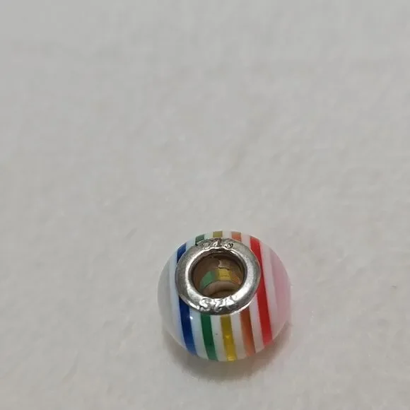 Rainbow Striped 925 Charm Beads - Picture 3 of 4